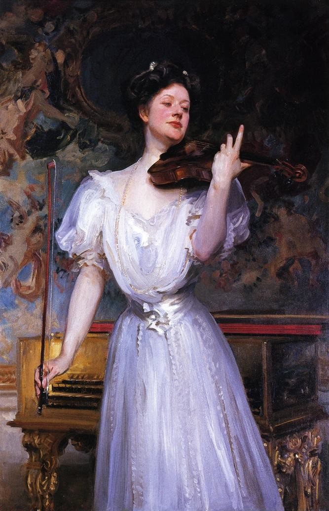 John Singer Sargent portrait of Lady Leonora Speyer with violin